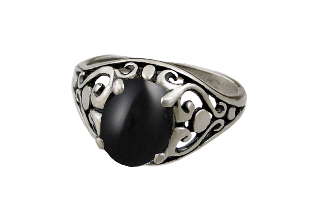 Sterling Silver Filigree Heart Ring With Black Onyx Size 6 Sterling Silver Filigree Heart Ring With Black Onyx Size 6
